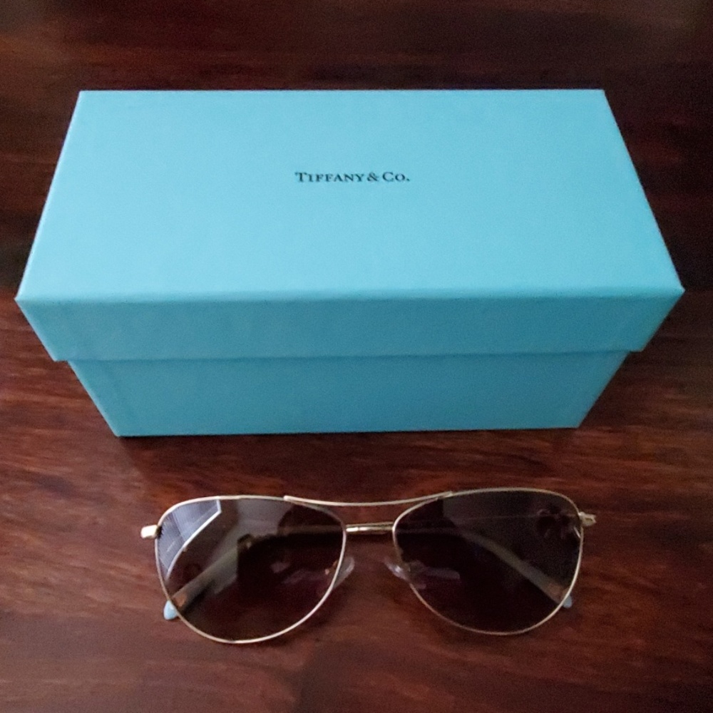 Tiffany Aviator Sunglasses in Pale Gold and Brown